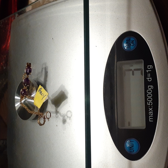 14K AMYTHEST/ ACCENT DIAMOND BRACELET 7"L - Picture 8 of 8